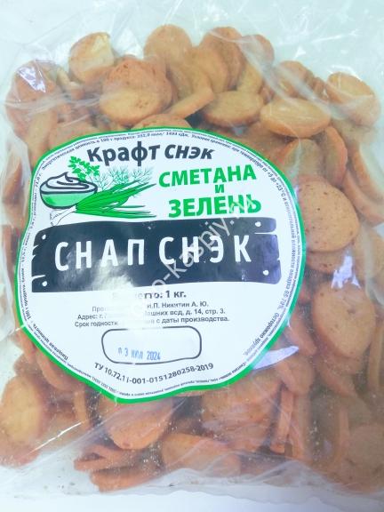"Снапсы" гренки пшеничные Сметана и Зелень