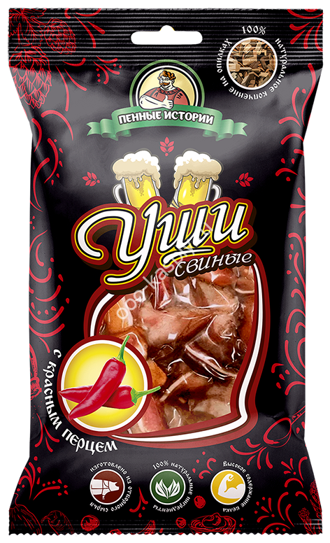 Уши свиные "ПЕННЫЕ Истории" 90гр. Красный перец