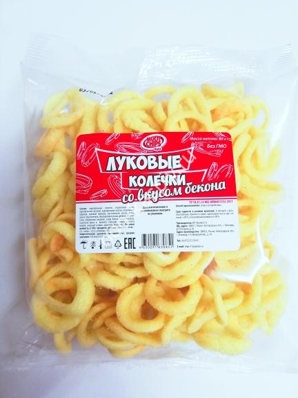 Чипсы пеллетные "Луковые Кольца" вкус Бекона 80гр/20шт