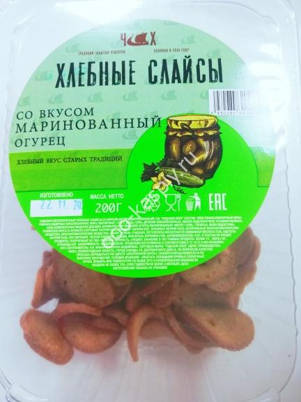 Чудской Хлеб - Хлебные Слайсы со вкусом ОГУРЕЦ МАРИНОВАННЫЙ 200гр